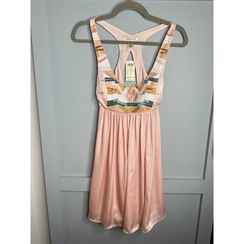 Arden‎ B. Pink Dress Beaded Sleeveless Mini Party NWT Size Small